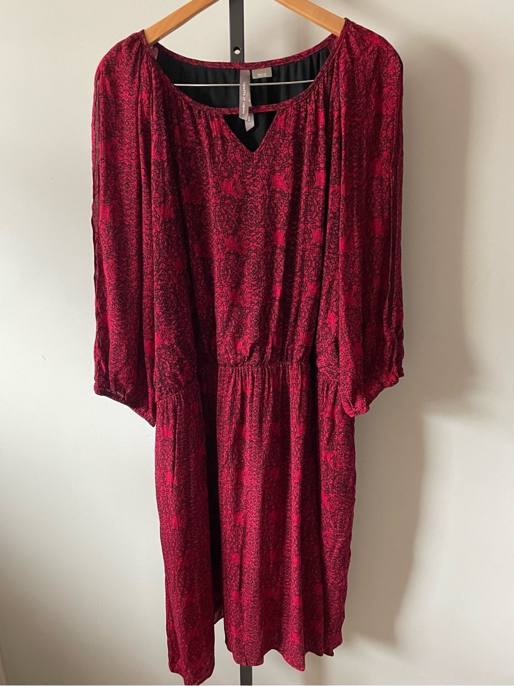 Penningtons Crimson Red Black Medallion Print Dress Plus Size 3X Boho